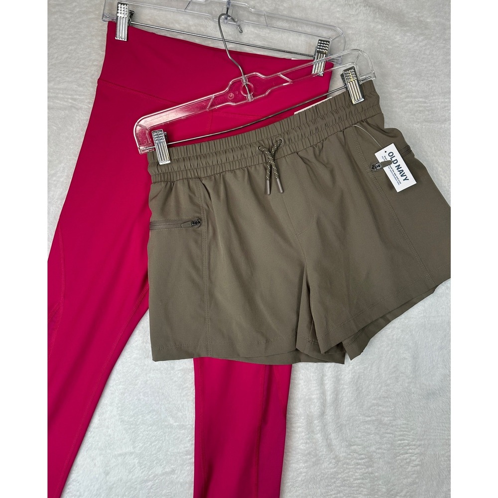Old Navy Leggings Shorts Set Girls XL 14-16 Pink Brown Powersoft StretchTech